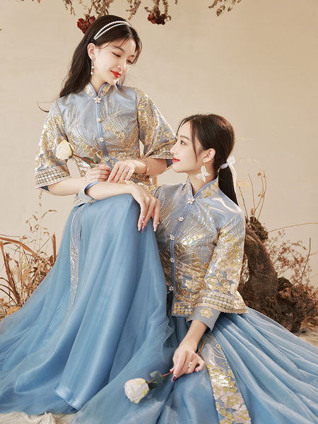 ชุดเพื่อนเจ้าสาวสีฟ้า ชุดเพื่อนเจ้าสาว ชุดไปงานแต่งงาน