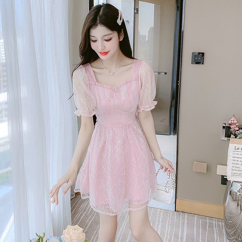 เดรสลูกไม้ เดรสชีฟองสวยๆ แขนสั้น By Meiyi women's clothing