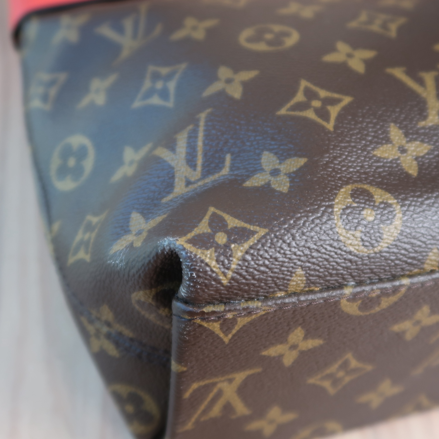Louis Vuitton Red Calfskin/ Monogram Tuileries Besace Bag