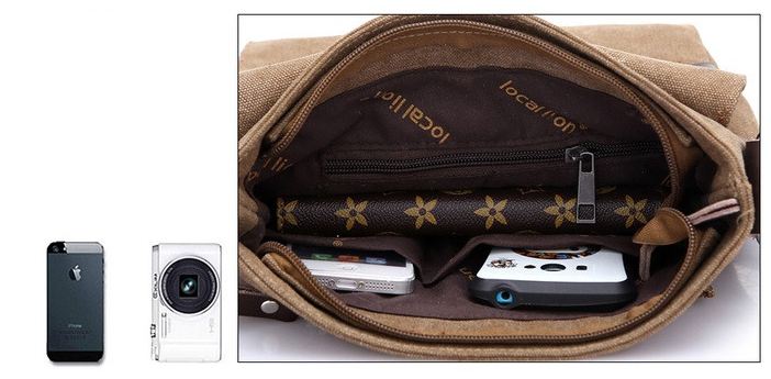 กระเป๋าสะพายข้าง กระเป๋า ผ้าแคนวาส ผ้ายีนส์ ผู้ชาย ใส่ของกระจุกกระจิก กระเป๋าสะพาย แนวตั้ง ใส่ Ipad ได้ แต่ง ตะเข็บ แบบเท่ ๆ มีดีไซน์ 713125