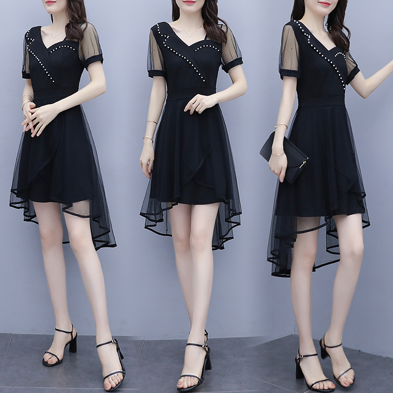 เดรสคนอ้วน เดรสสาวอวบ ชุดเดรสคนอ้วนวัยรุ่นแขนสั้น BY PLUS SIZE Girl
