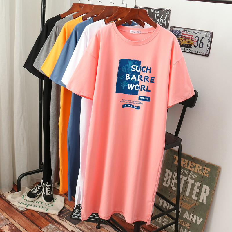 เดรสสไตล์เสื้อยืด S-3XL(อกเสื้อยืด 43- 51 นิ้ว)ใส่สบายๆอยู่บ้าน ใส่นอน