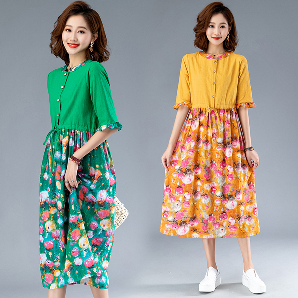 เสื้อผ้าฝ้าย เสื้อผ้าลินิน สไตล์ฤดูร้อน BY Lian Zhi Cotton and linen art สไตล์VINTAGE มีขนาดไซส์อกประมาณ 35-40 นิ้ว