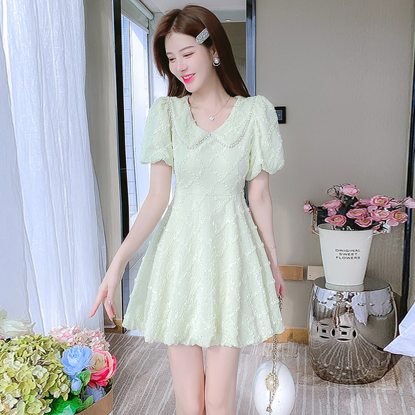 เดรสลูกไม้ เดรสชีฟองสวยๆ แขนสั้น By Meiyi women's clothing