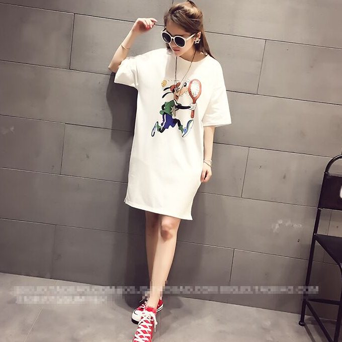 Dress4006 ชุดเดรสโอเวอร์ไซส์ทรงปล่อยใส่สบาย ผ้าคอตตอนสีพื้นเนื้อดีหนานุ่มสวยเกรดพรีเมียม หน้าอกสกรีนลายคมชัด ผ้าสวยเกินราคาเนื้อดีนุ่มใส่สบายยืดขยายได้เยอะ