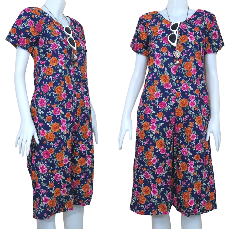 Jumpsuit571 จัมพ์สูทขายาวห้าส่วน คอวี ซิปหน้าใส่ง่าย ผ้าแคนวาส Canvas เนื้อหนานิ่มสวยมีน้ำหนัก งานสวยใส่ง่ายน่ารักมาก