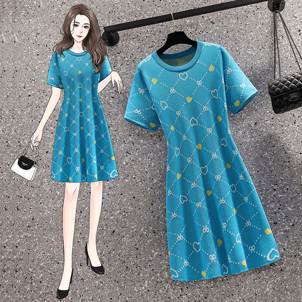 เดรสคนอ้วน เดรสสาวอวบ ชุดเดรสคนอ้วนวัยรุ่นแขนสั้น BY PLUS SIZE Girl