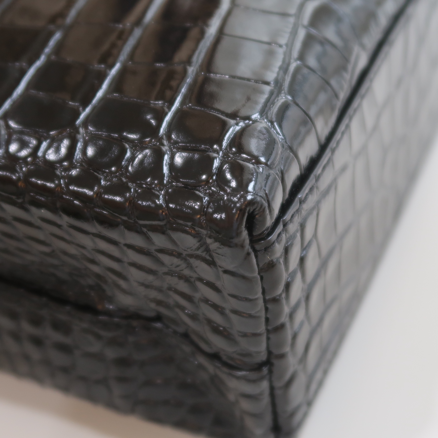 Balenciaga Black Croc Calfskin Shopping Tote XXS