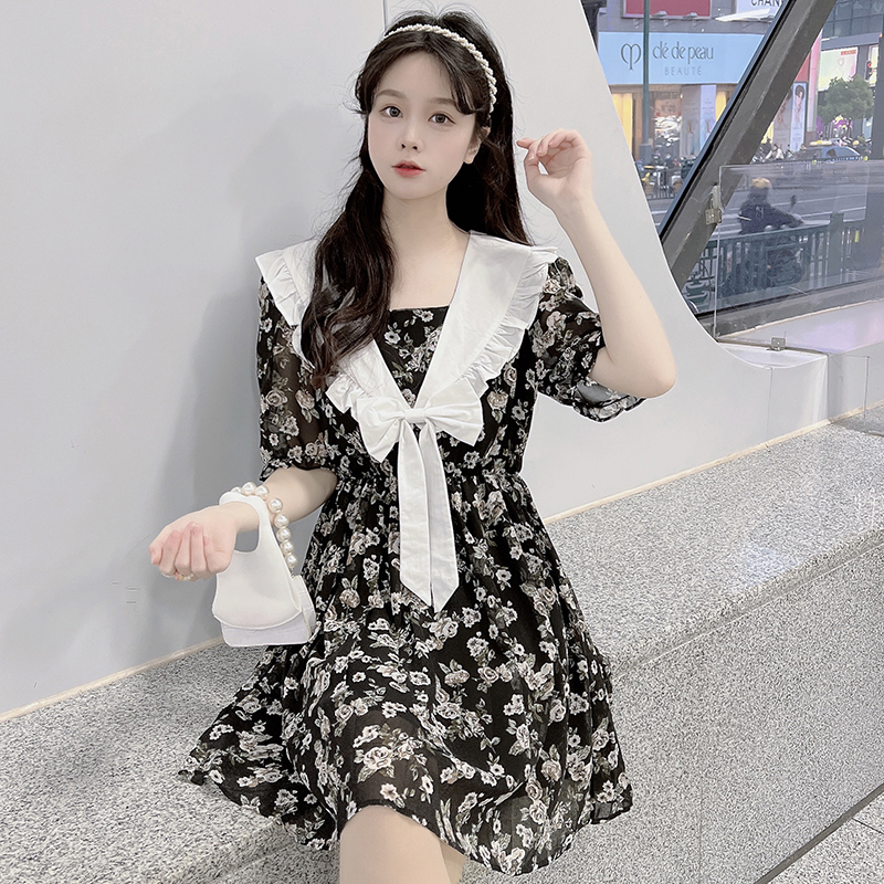 เดรสคนอ้วน 2022 ลายลูกไม้ชีฟอง BY PLUS SIZE Girl