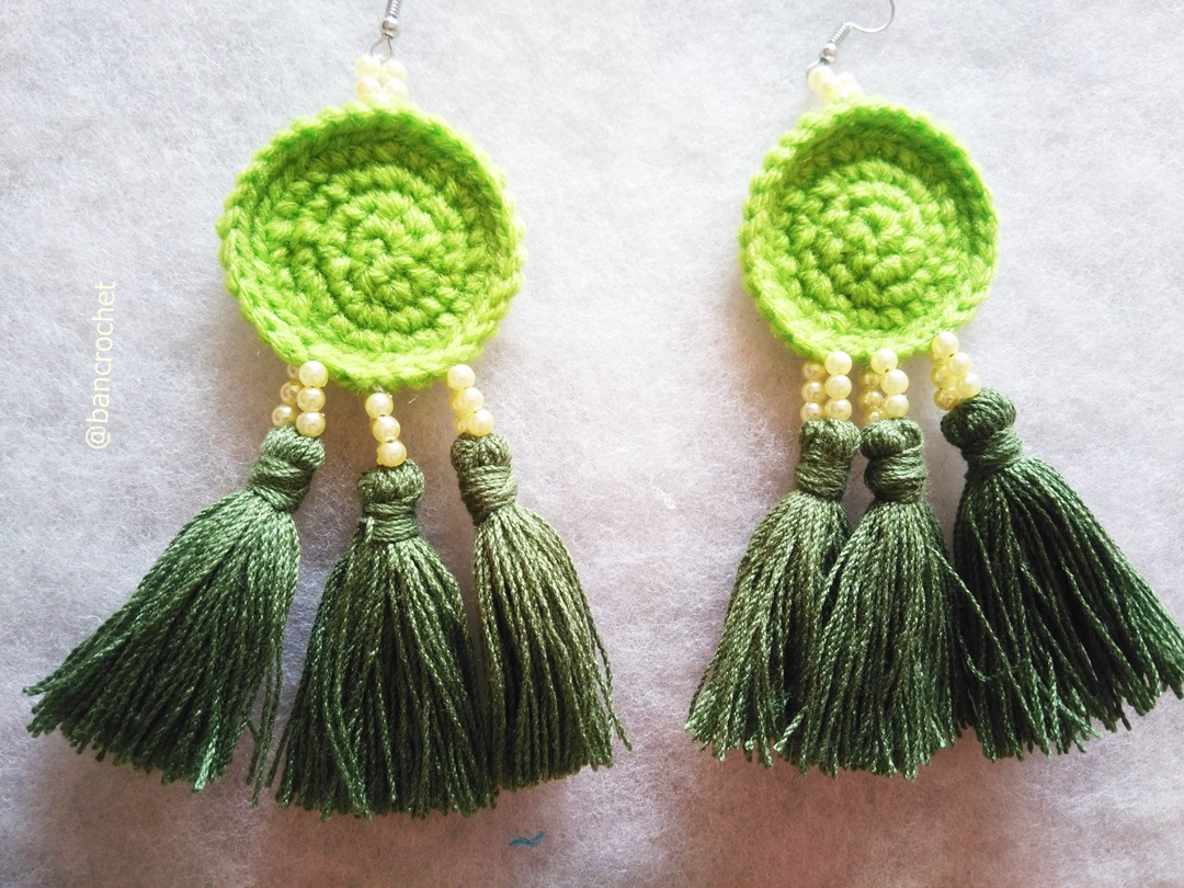 ต่างหูถักโครเชต์ crochet earrings หลากสี 5 นิ้ว