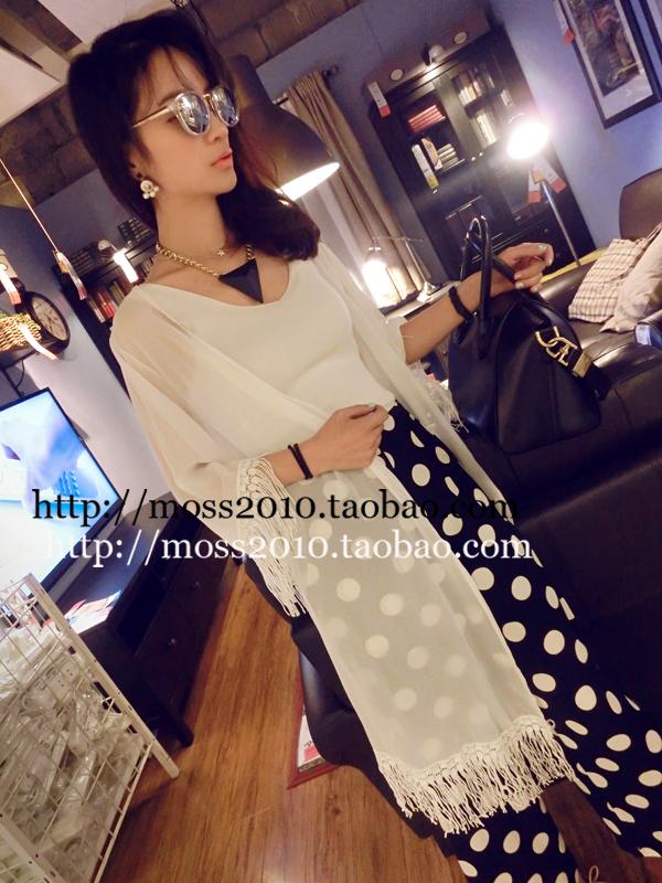 เสื้อคลุมชีฟองสีขาว แต่งงานถักช่วงปลายแขนและปลายชุด หวานๆ งานดีเลยจ้า white