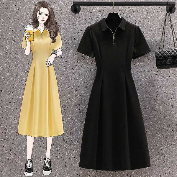 เดรสคนอ้วน เดรสสาวอวบ ชุดเดรสคนอ้วนวัยรุ่นแขนสั้น BY PLUS SIZE Girl