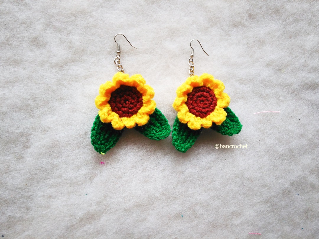 ต่างหูถักโครเชต์ crochet earrings หลากสี 5 นิ้ว