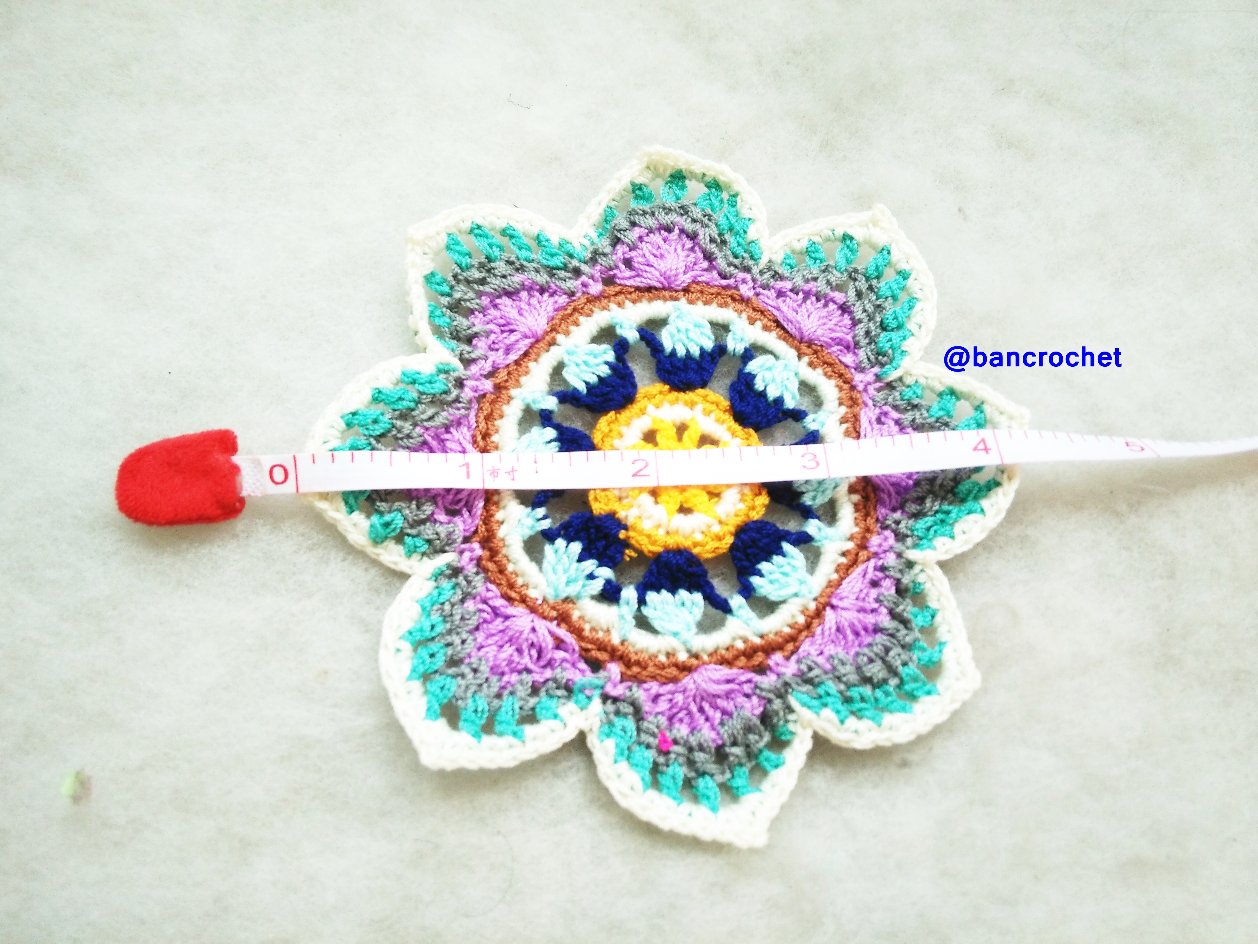 Bancrochet ที่รองแก้วถักโครเชต์ crochet coasters หลากสี 4 นิ้ว