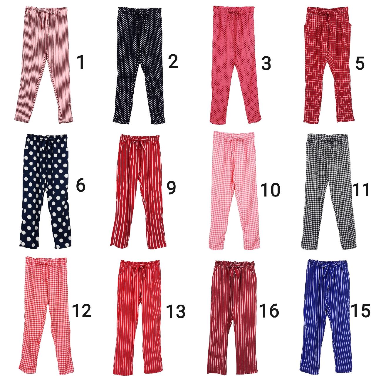 Trousers362 กางเกงขายาวผ้าไหมอิตาลีเอวยืด 26-38 นิ้ว ผ้านุ่มใส่สบาย มีหลายสีหลายลายให้เลือก