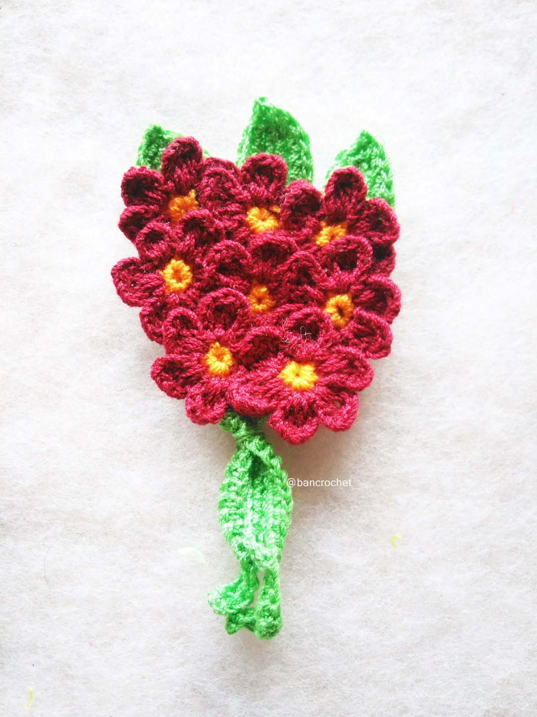 เฉพาะราคาส่ง ช่อดอกไม้จิ๋วถักโครเชต์ Mini flower bouquet crochet (only wholesale) สำเนา หลากสี 5 นิ้ว
