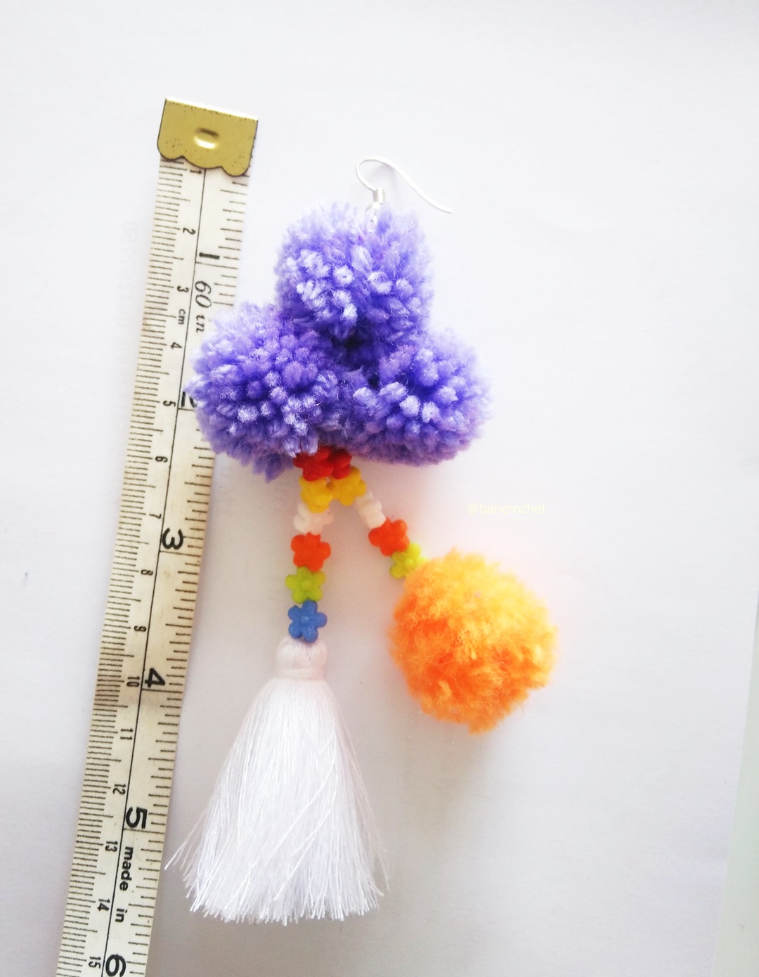 ต่างหูถักโครเชต์ crochet earrings หลากสี 5 นิ้ว