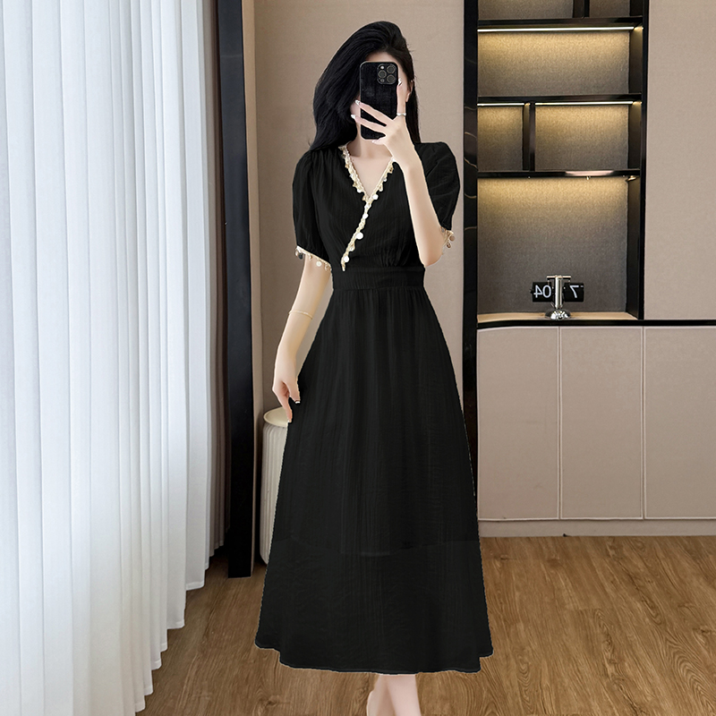 เดรสสีดำ ชุดเดรสคนอ้วน ชุดเดรสสาวพลัสไซส์ XL-5XL