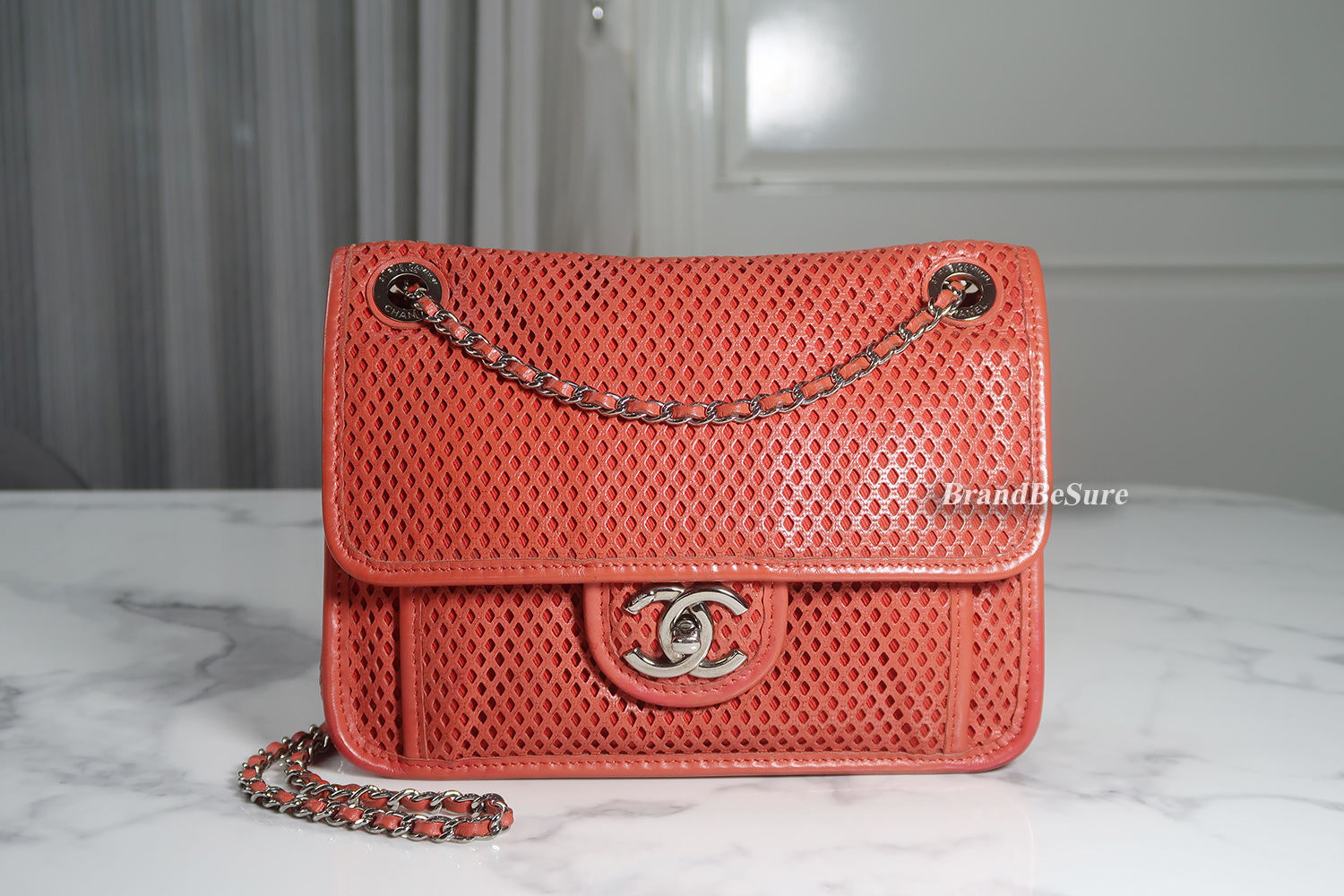 Chanel Red Perforated Calfskin Small Up In The Air Flap