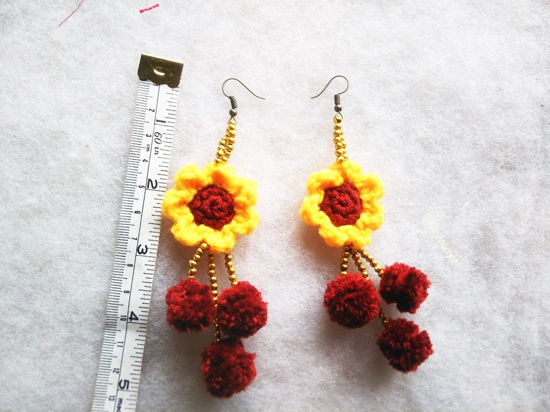 ต่างหูถักโครเชต์ crochet earrings หลากสี 4-6 นิ้ว