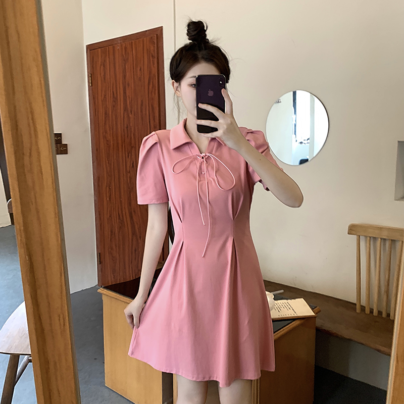 เดรสแขนสั้น มีไซส์ L-4XLอก 38-47 นิ้ว ใส่ได้ทั้งสาวหุ่นดีน่ารักจนถึงสาวอวบพลัสไซส์