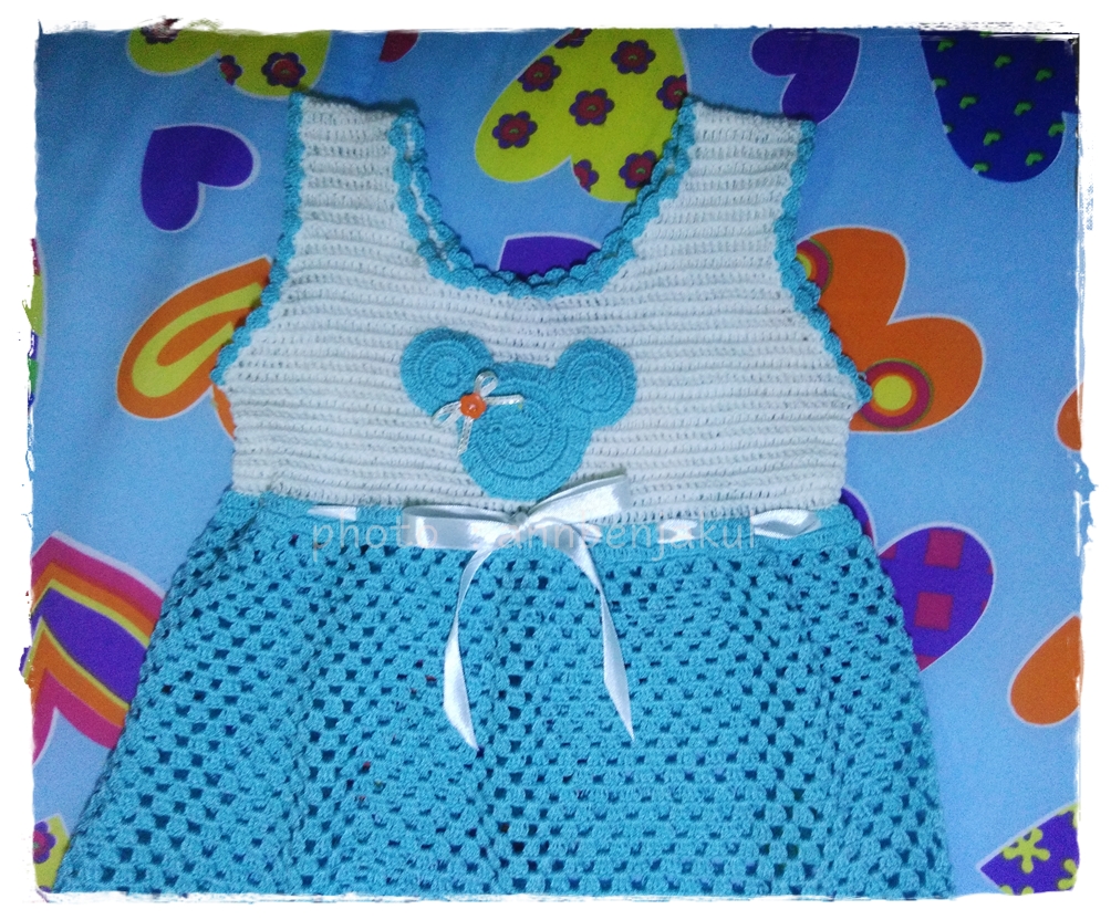 เสื้อเด็กมิกกี้เม้าท์ถักโครเชต์ (mickey mouse dress baby)
