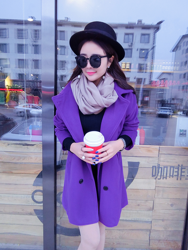 เสื้อโค้ทกันหนาว สีม่วง สีแรง ใส่ออกมาถ่ายรูปขับผิวมากๆ ผ้า วูลผสมสำลี พร้อมบุซับในกันลม พร้อมส่งเลยจ้าา ม่วง ตามภาพสินค้าจริง