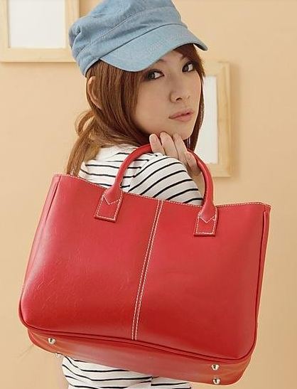 กระเป๋าถือ ผู้หญิง กระเป๋าถือ หนัง Pu ขนาดกระทัดรัด สีพื้น สีแดง ฟ้า น้ำตาล ส้ม ชมพูอ่อน ทนทานสุด ๆ No 39848_5