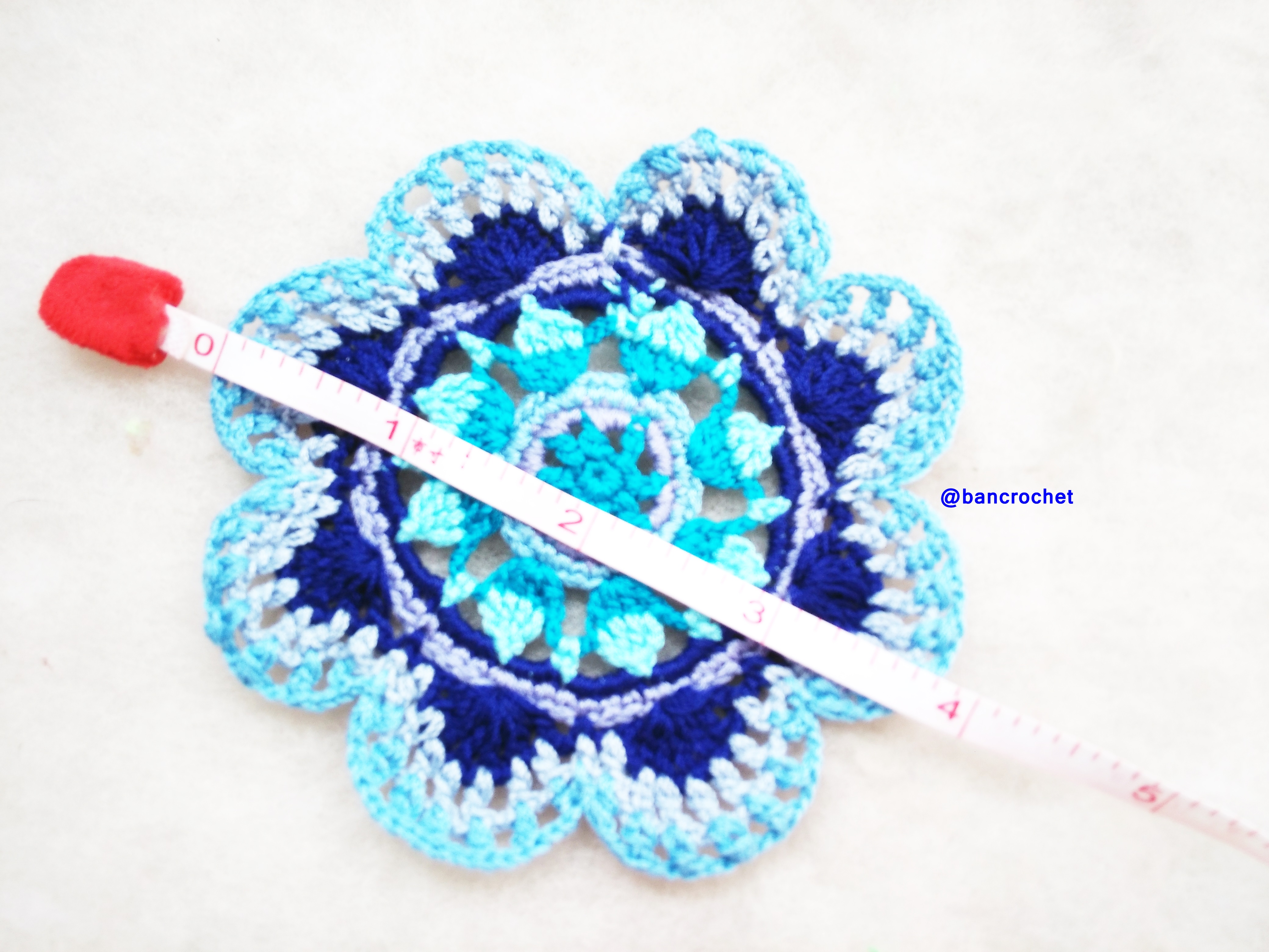 Bancrochet ที่รองแก้วถักโครเชต์ crochet coasters หลากสี 4 นิ้ว