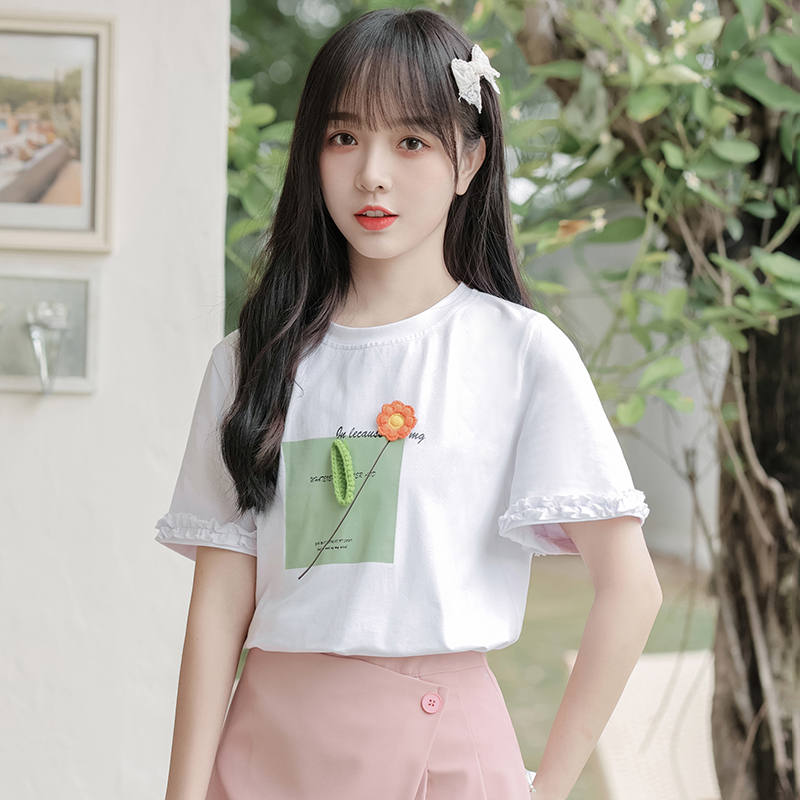 เสื้อผ้าวัยรุ่นเกาหลี เสื้อยืดวัยรุ่นผู้หญิง มีขนาด S M L XL