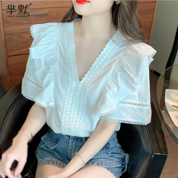 เสื้อลูกไม้ แขนสั้น