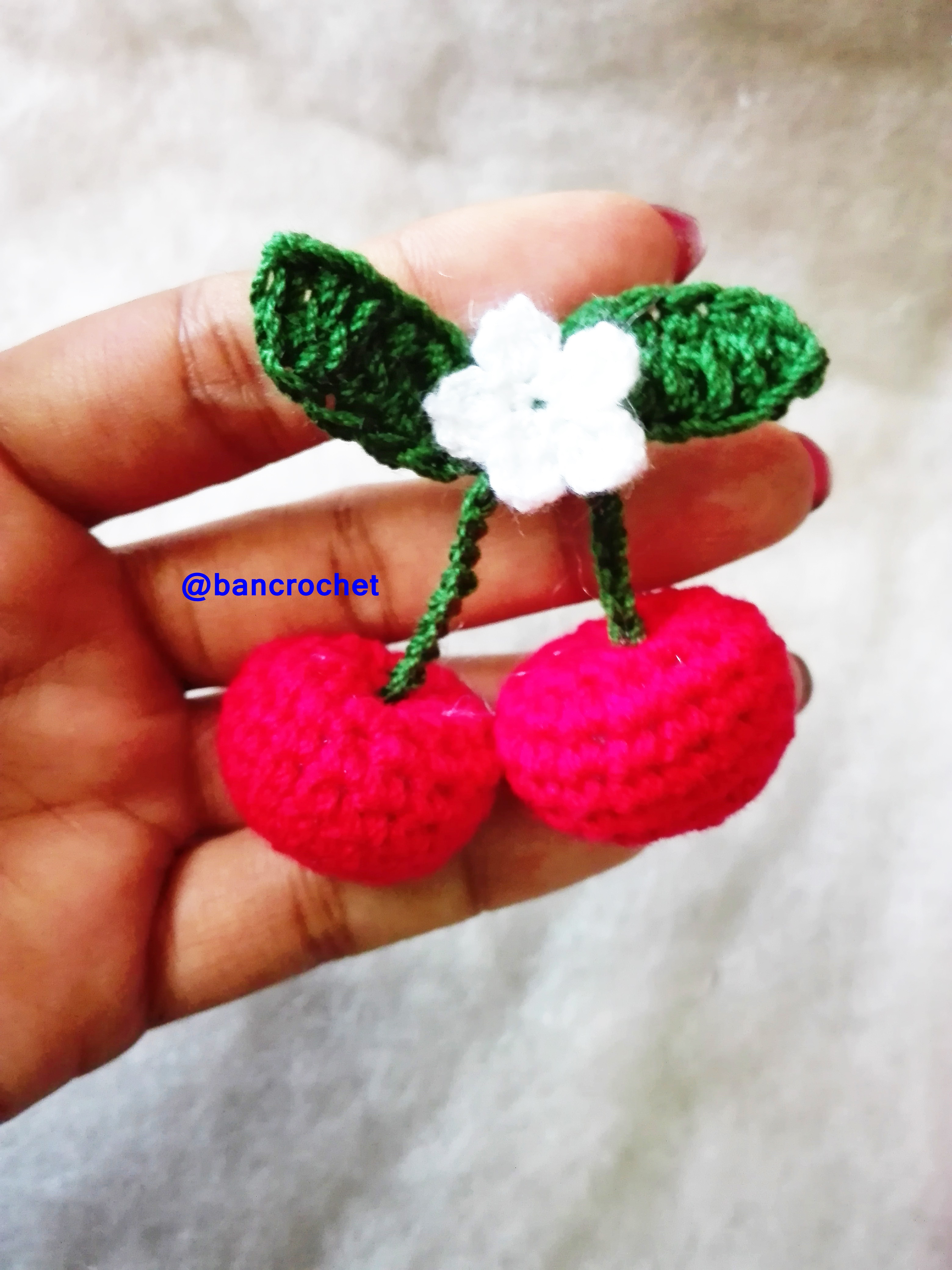 Bancrochet เชอรี่ถักโครเชต์ crochet cherry แดง 1.5 นิ้ว