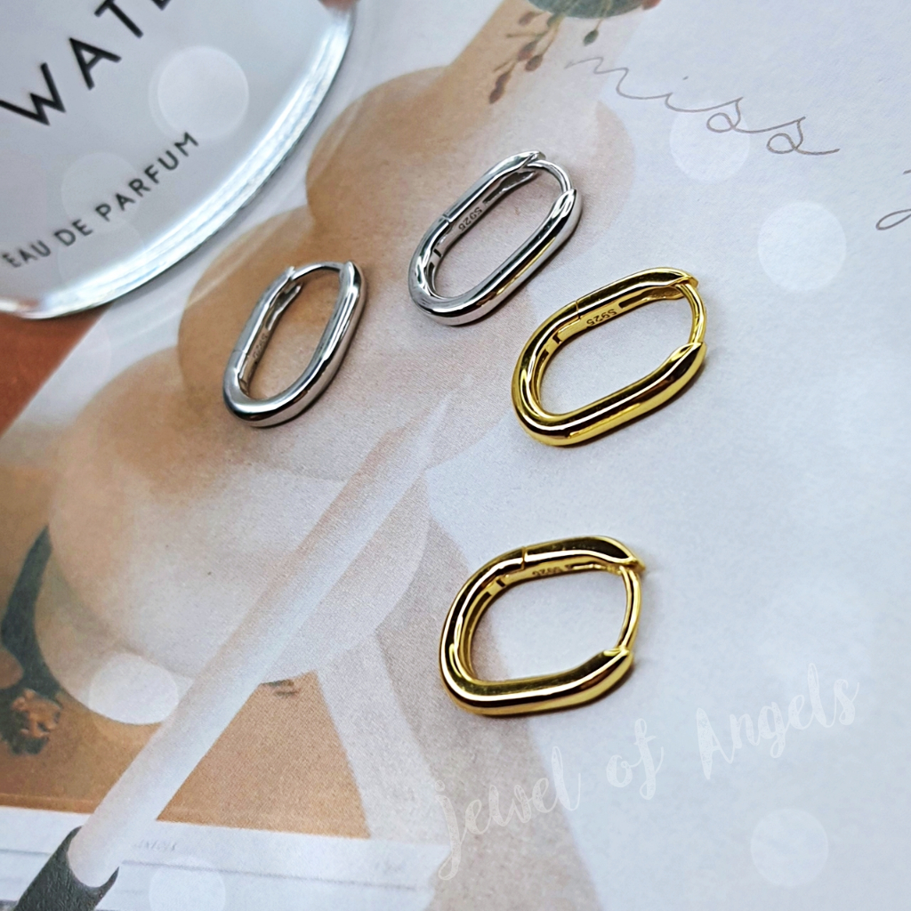 ต่างหูเงินแท้ S925 ต่างหูห่วงตัวยู รุ่น Sunset สีทอง สีเงิน มินิมอล เงินแท้ทั้งชิ้น silver925