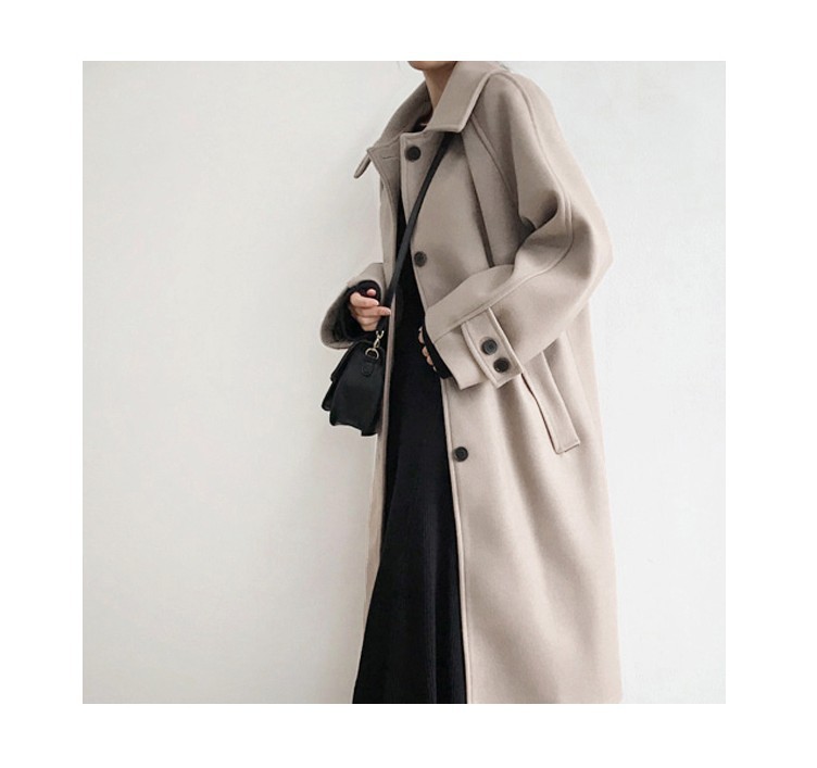 OverCoat เสื้อโค้ทยาวกันหนาว สไตล์ญี่ปุ่น แบบเรียบๆ ผ้าวูลผสมเนื้อดี บุซับในกันลม พร้อมส่ง