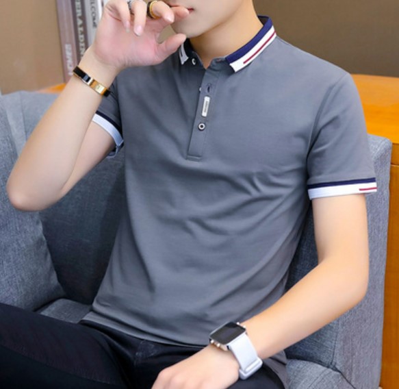 เสื้อ polo ผู้ชาย แบบวัยรุ่น สีพื้น ตัดขอบสีขาว ที่แขน และ คอปก เพิ่มความมีมิติ เสื้อ polo ใส่เที่ยว ทำงาน เท่ ๆ 700782