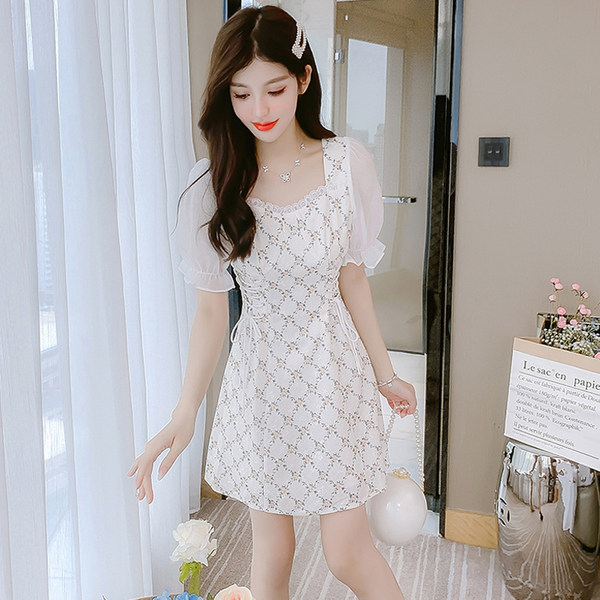 เดรสลูกไม้ เดรสชีฟองสวยๆ แขนสั้น By Meiyi women's clothing