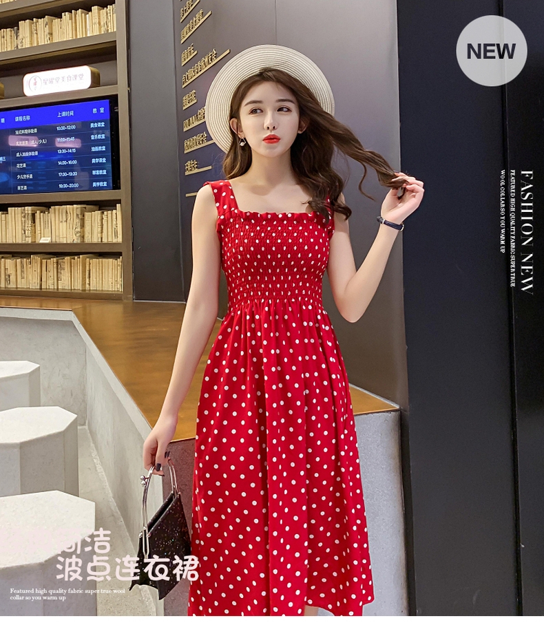 Dress4596 เดรสยาวลายจุดสม็อคช่วงอกและเอว ผ้าชีฟองทึบแสงเนื้อดีนุ่มใส่สบาย งานน่ารักใส่เก๋ๆ ได้บ่อย ทรงนี้มีติดตู้ไว้ใส่ได้เรื่อยๆ เลยจ้า มี 2 สี ดำ, แดง