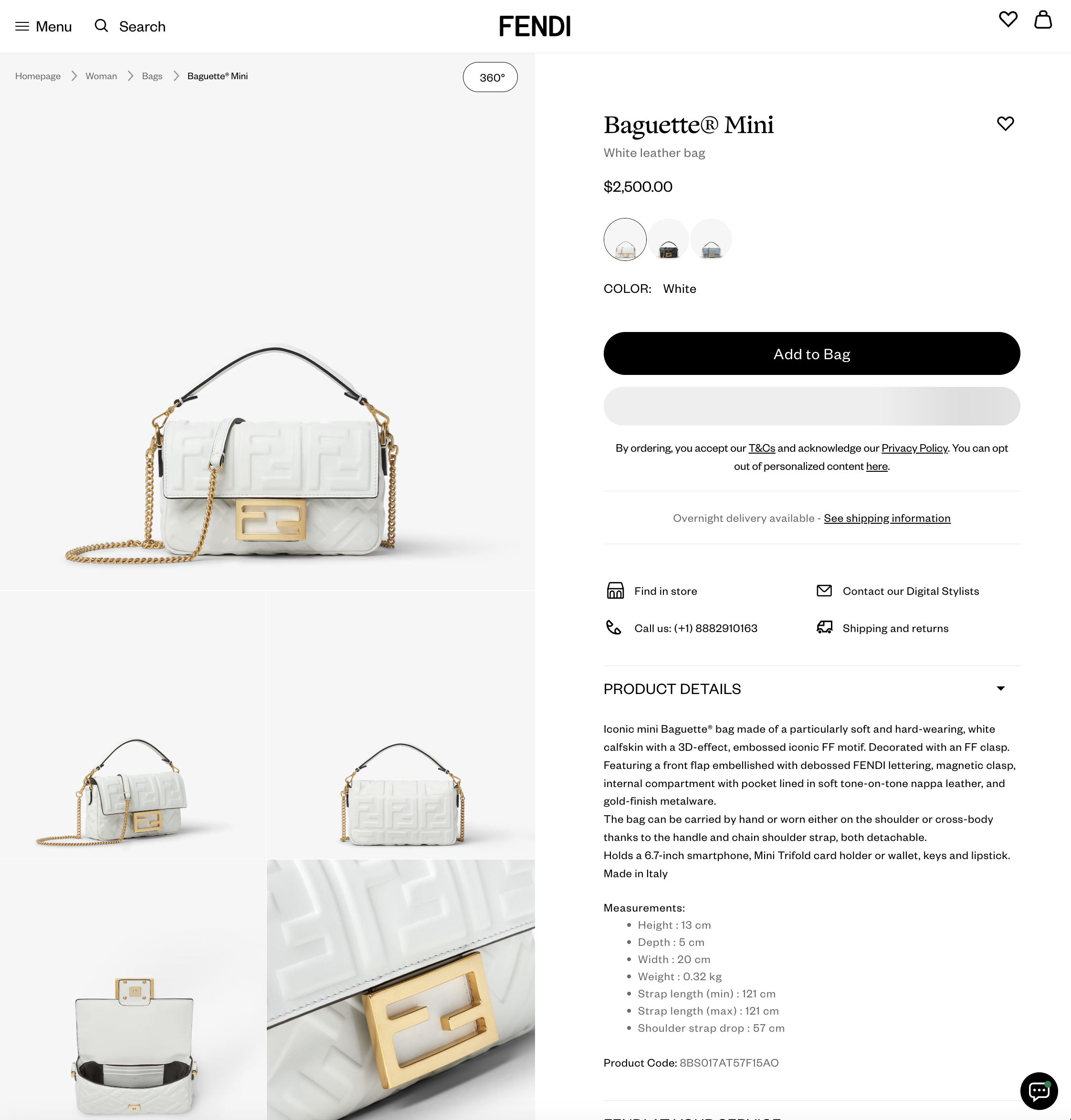 Fendi Green Nappa FF Mini Baguette