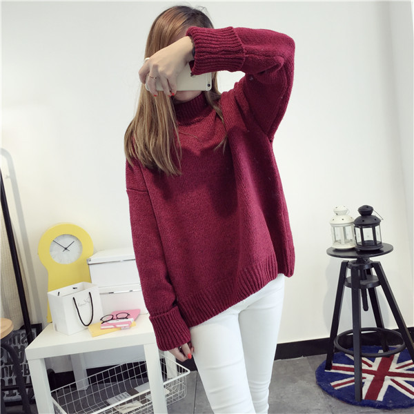 Sweater เสื้อไหมพรมถักคอตั้ง เก๋ๆ ไหมพรมยืดได้เยอะ