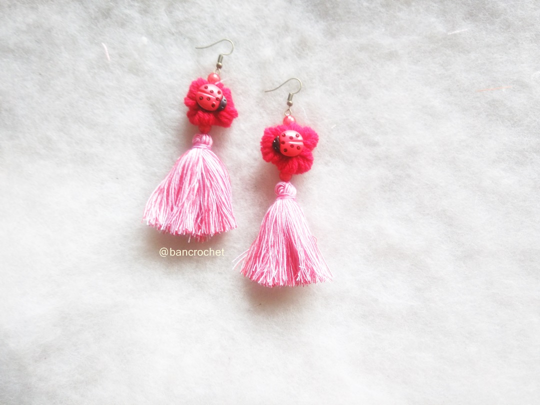Bancrochet ต่างหูถักโครเชต์ crochet earring หลากสี 4-6 นิ้ว