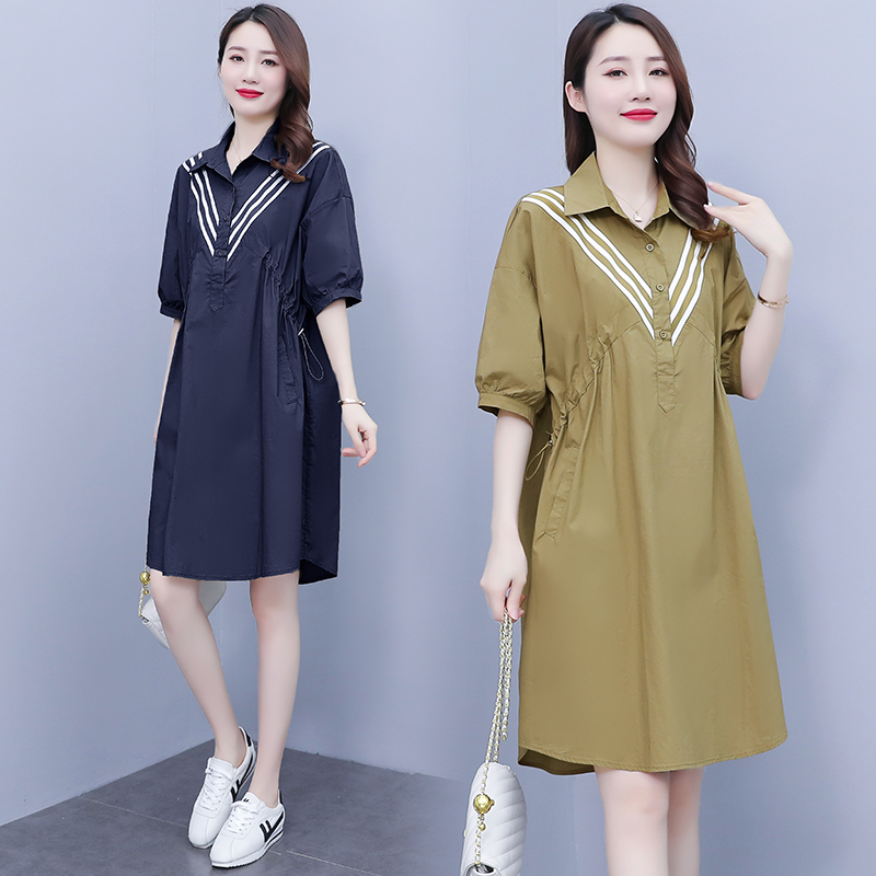 เดรสแขนสั้น มีไซส์ L-5XLอก 38-48 นิ้ว ใส่ได้ทั้งสาวหุ่นดีน่ารักจนถึงสาวอวบพลัสไซส์