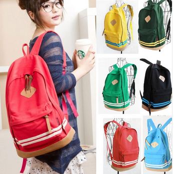 กระเป๋าเป้ กระเป๋าสะพายหลัง Backpack สไตล์ Out Door ผ้าแคนวาส ด้านล่างบุด้วยหนังแท้ no 52104