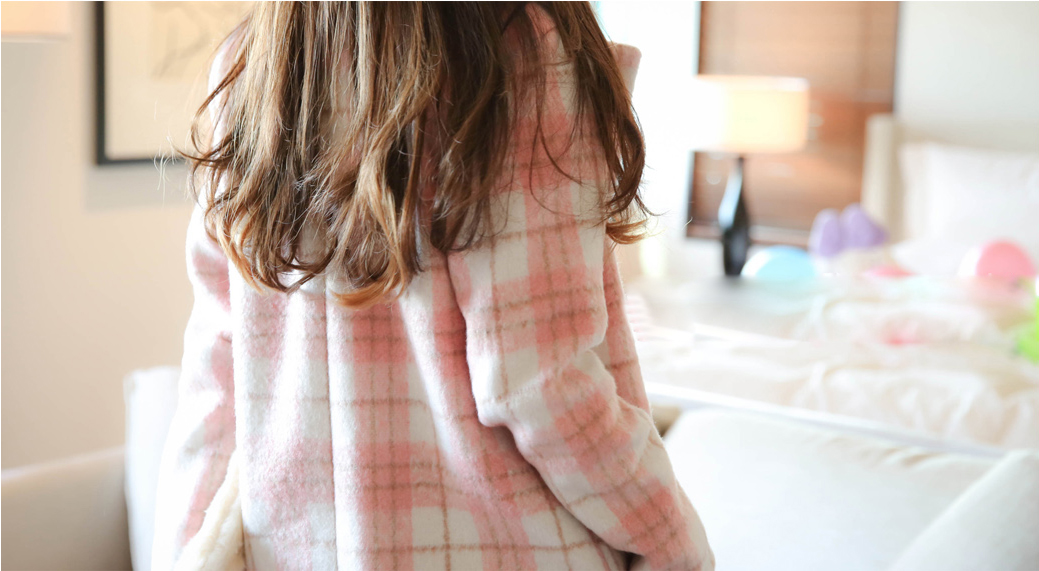 Sweet pink plaid woolen Overcoats โค้ททรงสวย สีชมพูลายสก๊อต น่ารักมาก แบรนด์ RJ STORY แท้ พร้อมส่ง pink