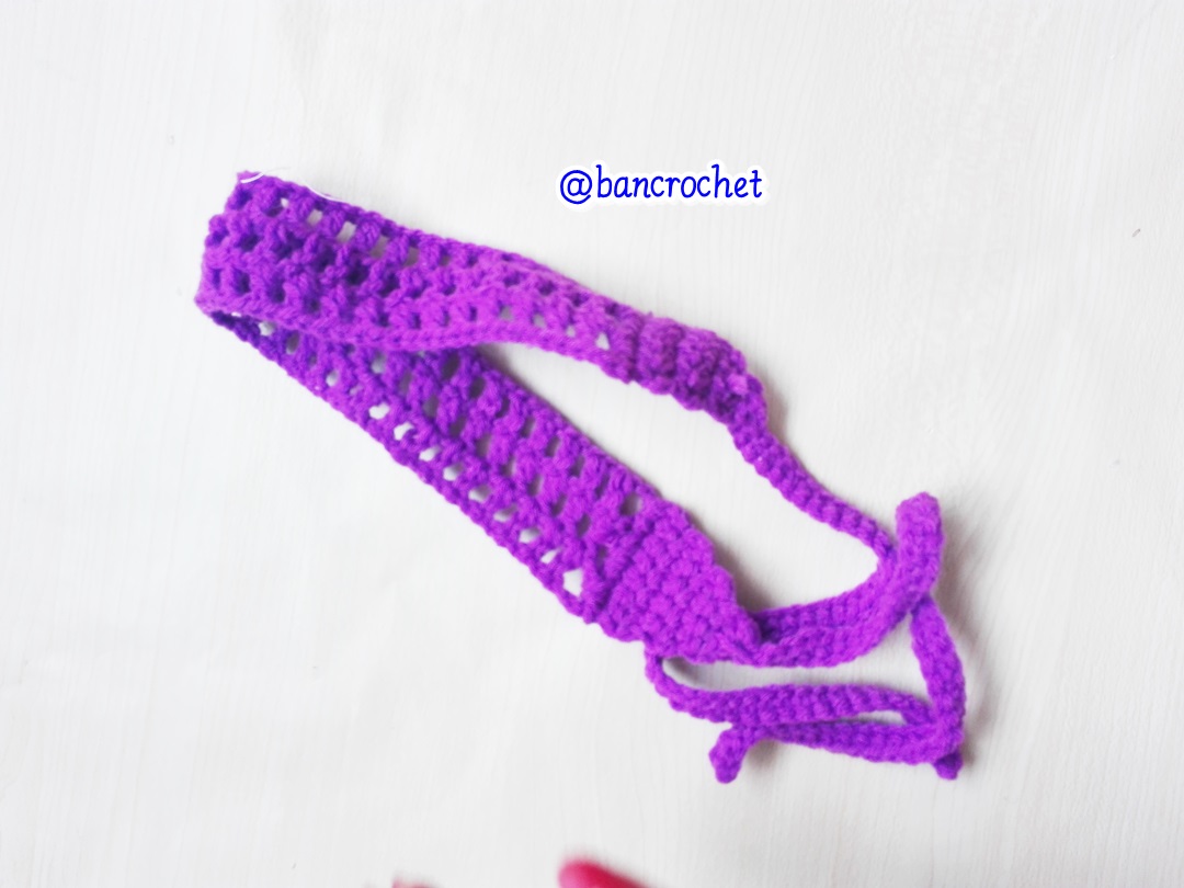 Bancrochet ที่คาดผมถักโครเชต์ crochet headband ม่วงเข็ม 1-1.5*13 inch