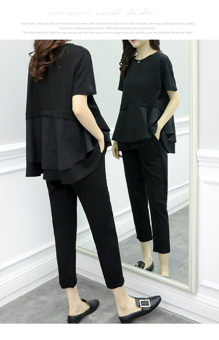 Set_bt1742 ชุดเซ็ท 2 ชิ้น(เสื้อ+กางเกง) เสื้อตัวยาวชายปล่อย+กางเกงขายาวเอวยางยืดมีกระเป๋าข้าง ผ้าคอตตอนสแปนเด็กซ์เนื้อดีหนามีน้ำหนักทิ้งตัวยืดหยุ่นสูง งานสองชิ้นสวยคุ้ม ทรงสวยเรียบหรู ผ้าดีเกินราคาดูสวยแพง ใส่เที่ยว/ใส่ทำงานได้ (สีพื้นดำ)