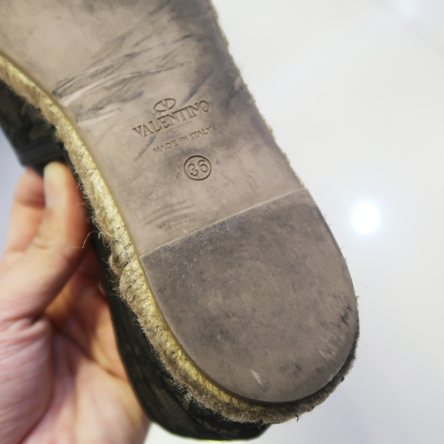 Valentino Black Lace Flat Espadrilles Shoes Size 36