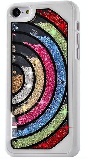เคส iPhone 5c ประดับเม็ดคริสตัล ด้านใน คล้ายเม็ดทราย เคส แบบ เก๋ งาน Hand made ไม่ซ้ำใคร ลูกเล่นครึ่งวงกลม สีดำ สีขาว no 98246_7