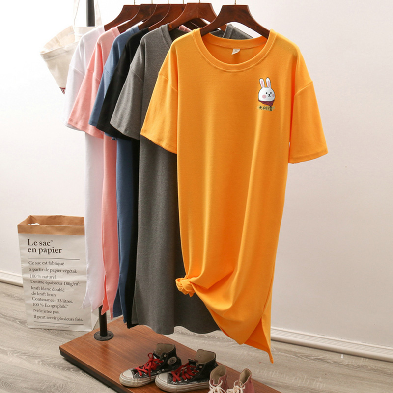 เดรสสไตล์เสื้อยืด S-3XL(อกเสื้อยืด 43- 51 นิ้ว)ใส่สบายๆอยู่บ้าน ใส่นอน