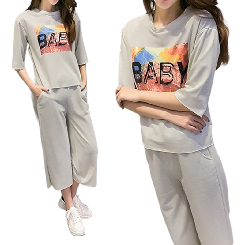 Set_bt1777 ชุดเซ็ท 2 ชิ้น(เสื้อ+กางเกง) เสื้อแขนยาวสี่ส่วนสกรีนลาย+กางเกงขายาวห้าส่วนเอวยืดกระเป๋าข้าง ผ้าคอตตอนเนื้อดีหนานุ่มยืดหยุ่นสูง งาน Set 2 ชิ้นเข้าชุด แบบน่ารักใส่เก๋ๆ ได้บ่อย