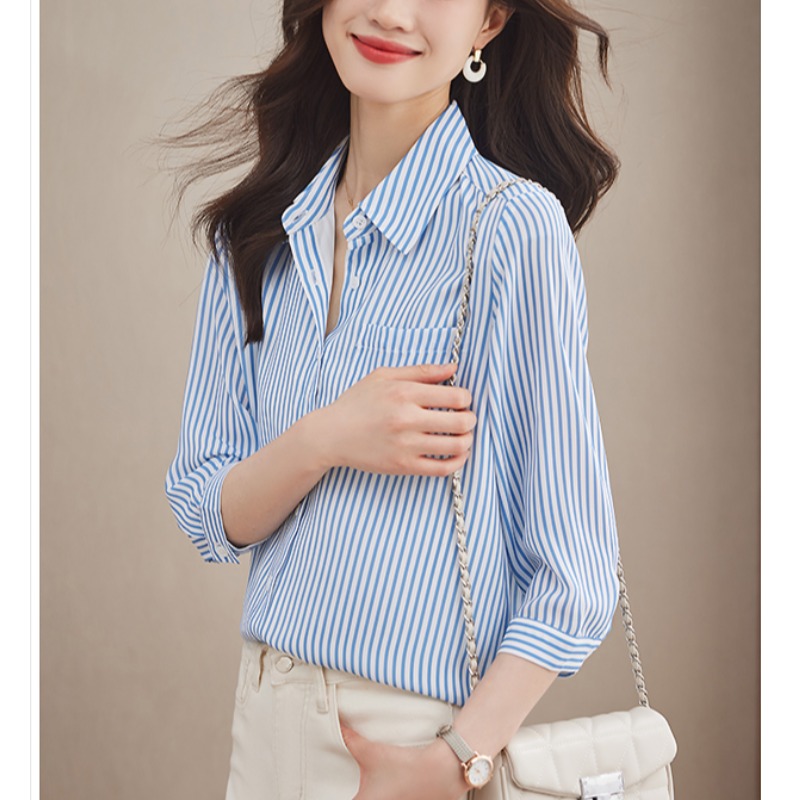 เสื้อเชิ้ตผู้หญิงแขนยาว เสื้อเชิ้ตผู้หญิงใส่ทํางาน 390 บาทต่อชิ้น ฟรีค่าจัดส่ง